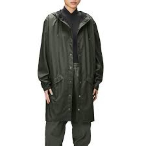 Rains Long Green Jacket; Unisex Size XXS/XS - Picture 2 of 7